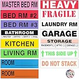 Tag-A-Room Moving Labels Color Coded (800 Count), 3-4 Bedroom Home Pack, Moving Supplies