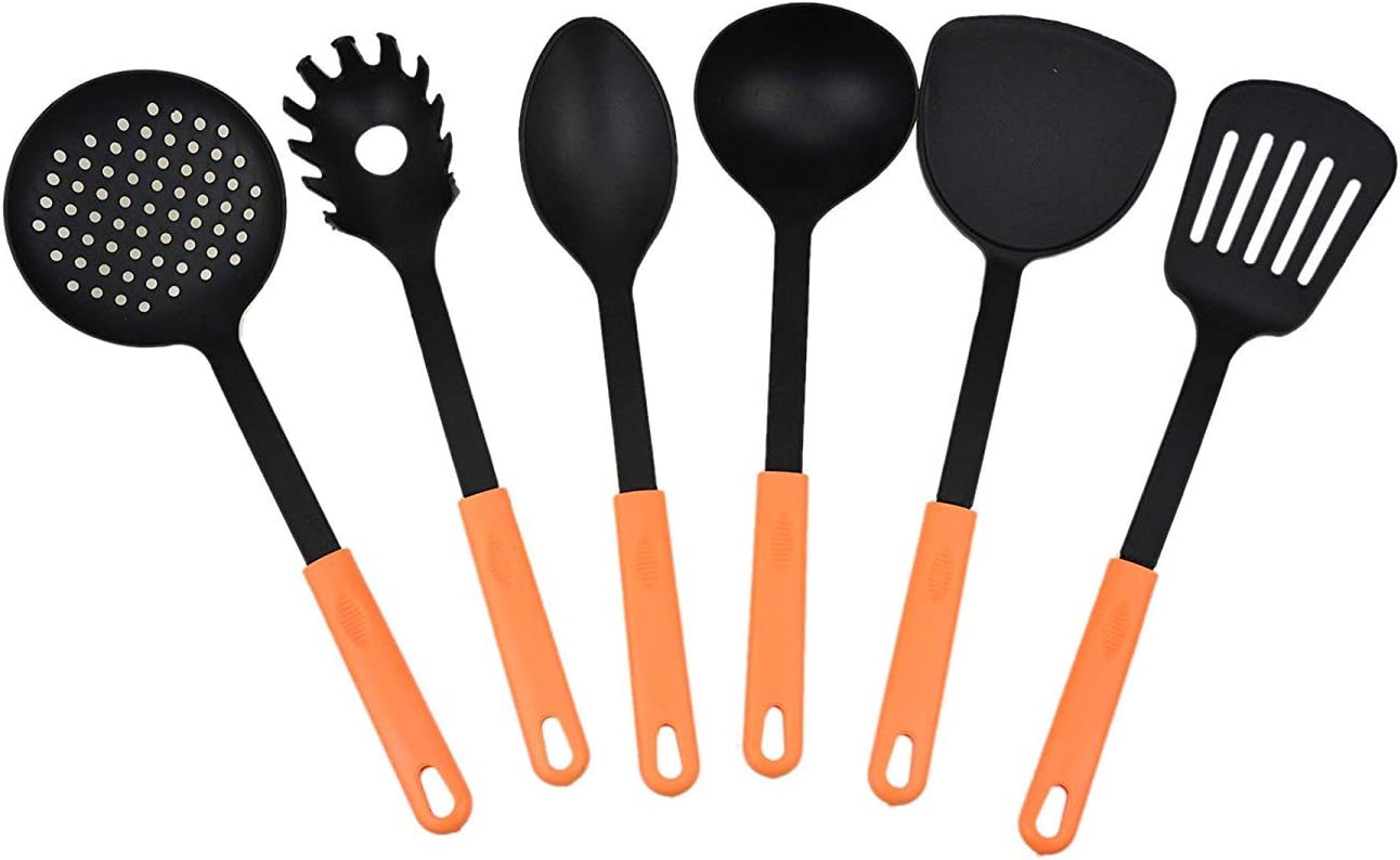 AVMART 6 Heat-Resistant Nonstick Spoon Spatula Scoop Kitchen Cooking Utensil Tools Set (Nylon and Plastic, Multicolour)