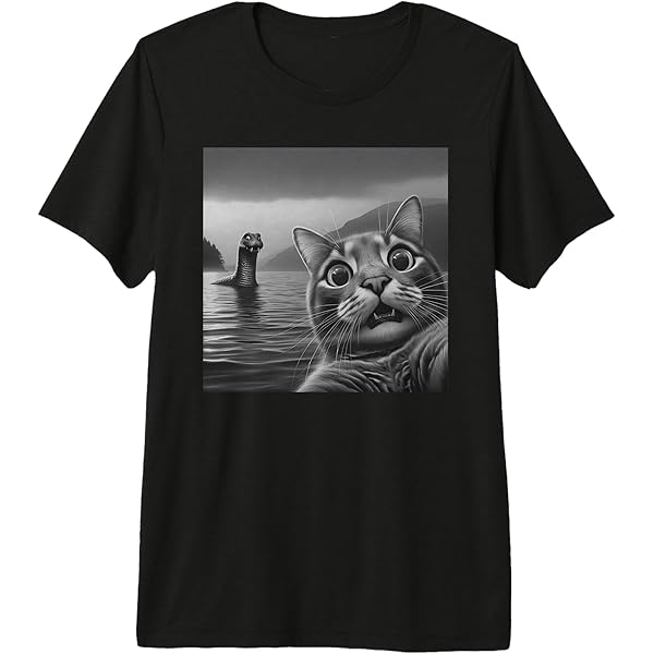 Amazon.com: Funny Surprised Cat Selfie with Loch Ness Monster