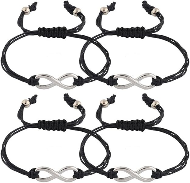 JOTW 4 Pieces of Black with Silvertone Infinity Adjustable