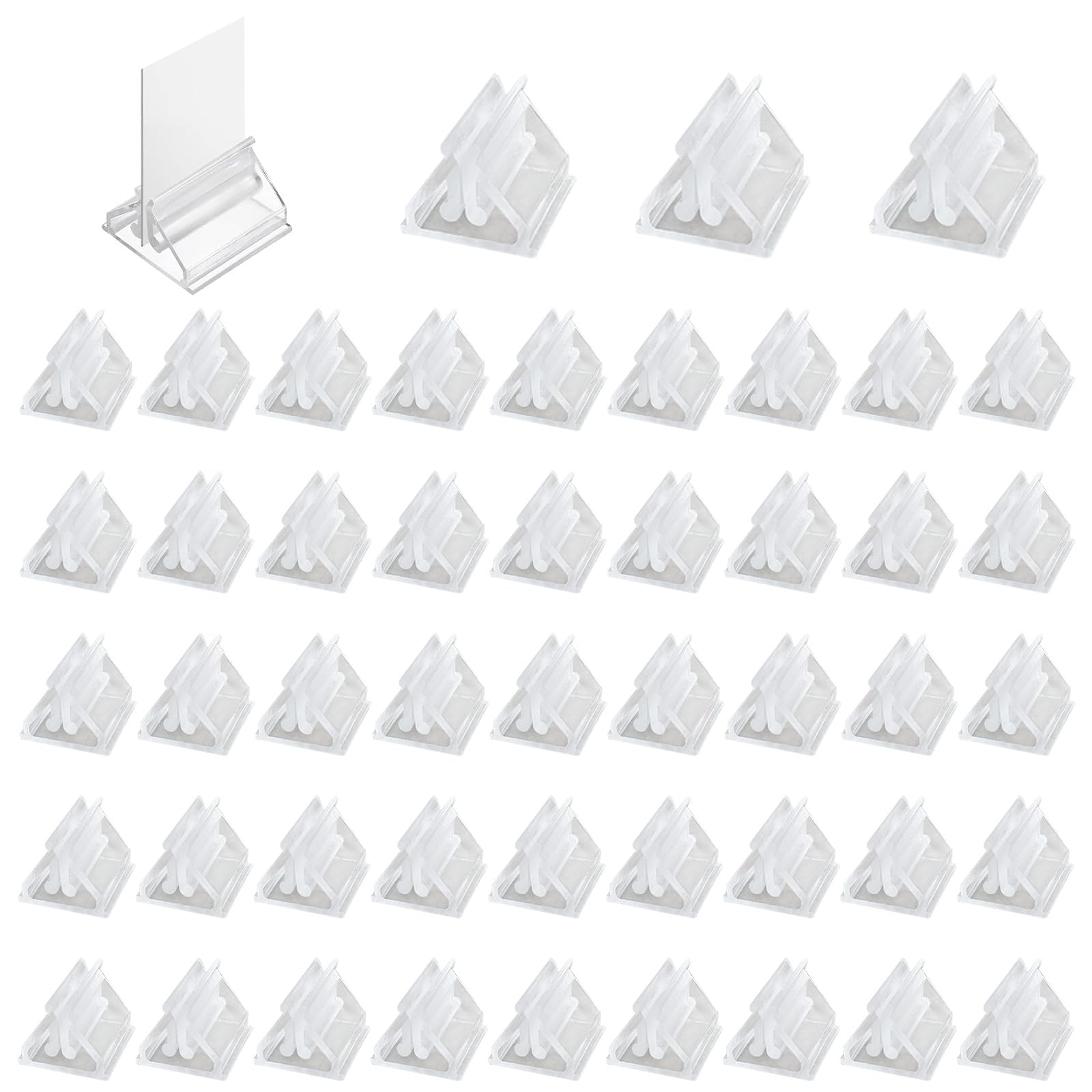 EUPSIIU 48-Piece Clear Name Card Stands - Acrylic Mini Sign Display Holders for Cards, Photos, Pictures