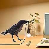 HGomx Raven Desk Lamp - Resin LED Bird Lamp for Bedroom/Office/Living Room/Farmhouse Art Deco with Plug