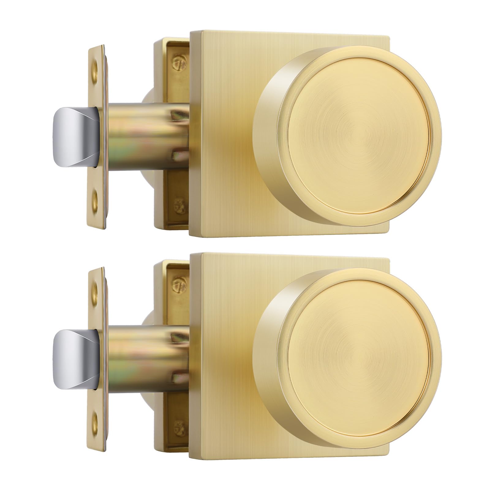 Photo 1 of **1 gold, 1 silver** goldenwarm Gold Closet Door Knobs Interior, Bruhsed Gold Passage Interior Door Knobs, Heavy Duty Zinc Alloy Indoor Brushed Brass Door Levers for Closet, Hall, 2 Pack