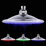 Yosoo 8-inch RGB LED Shower Head Stainless Steel Temperature Sensor Waterfall view 9