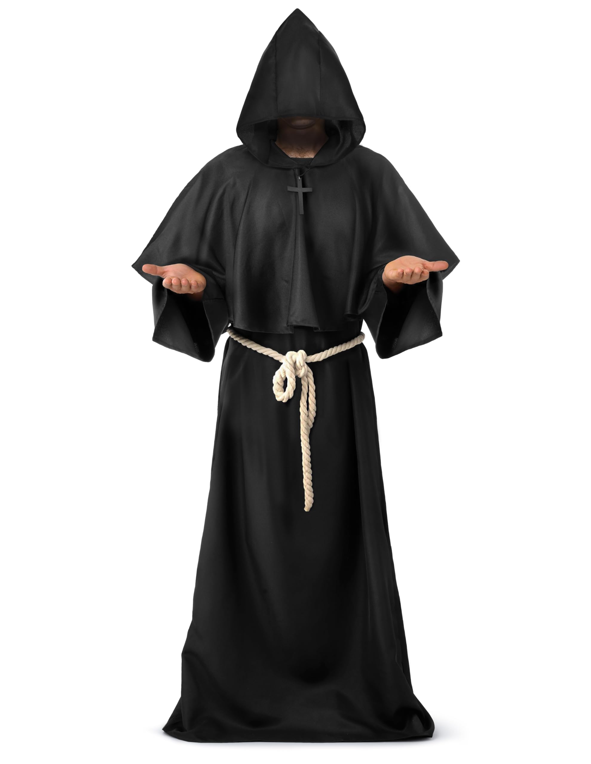 Spooktacular Creations Adult Medieval Hooded Monk Cloak Renaissance Priest Robe Halloween Costume (Large)
