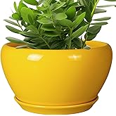 Ceramicfor Indoor Planter 11 Inch - Decorative Mid-Century Large Ceramic Plant Pot for Outdoor Plants with Drainage Hole and 