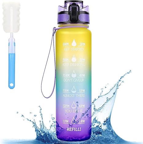 Amazon Zorte スポーツボトル 大容量 1l ドリンクボトル スポーツウォーターボトル タイムマーカー付き 漏れ防止 Bpaフリー ドリンク ウォーターボトル タイムマーカー付き フィットネス ジム アウトドアスポーツ用 カップブラシ付き 水筒 マグボトル オンライン通販