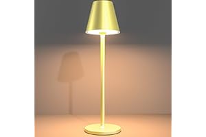 Timjorman Modern LED CordlessTable Lamp,4000mAh Rechargeable Battery Desk lamp,3 Level Brightness Night Light, Minimalist Design, for Couple Dinner/Coffee Table/Restaurant/Bedroom(Champagne Gold)