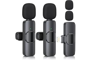 ZasLuke 2 Pack Wireless Lavalier Microphone for iPhone & iPad, Mini Microphone for Video Recording, Ultra-Low Delay Noise Canceling Microphone for Vlog, YouTube, TikTok
