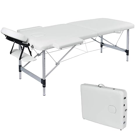 Wellhome 2 Zonen Aluminium Massageliege Faltbar Klappbar Leicht Massagetisch Massagebank Tragbar Höhenverstellbar Massage Bet