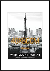 Hesmor 40x60cm Picture Frame Black Aluminum Acrylic Certificate Frame