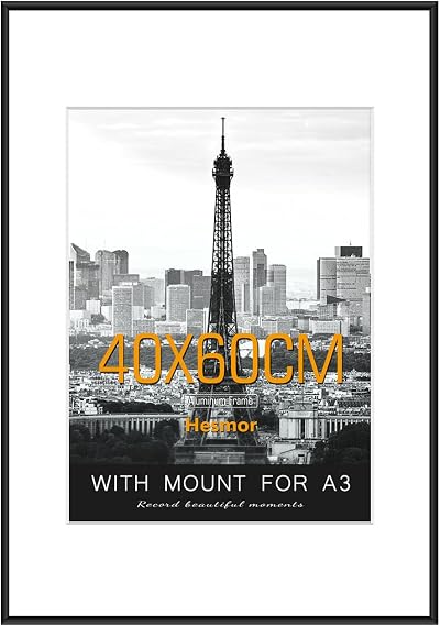 Hesmor 40x60cm Picture Frame Black Aluminum Acrylic Certificate Frame