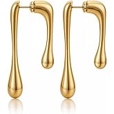 HighSpark Dainty Gold Earrings for Women | 18k Gold Plated Trendy Statement Earrings | Jewelry Gift