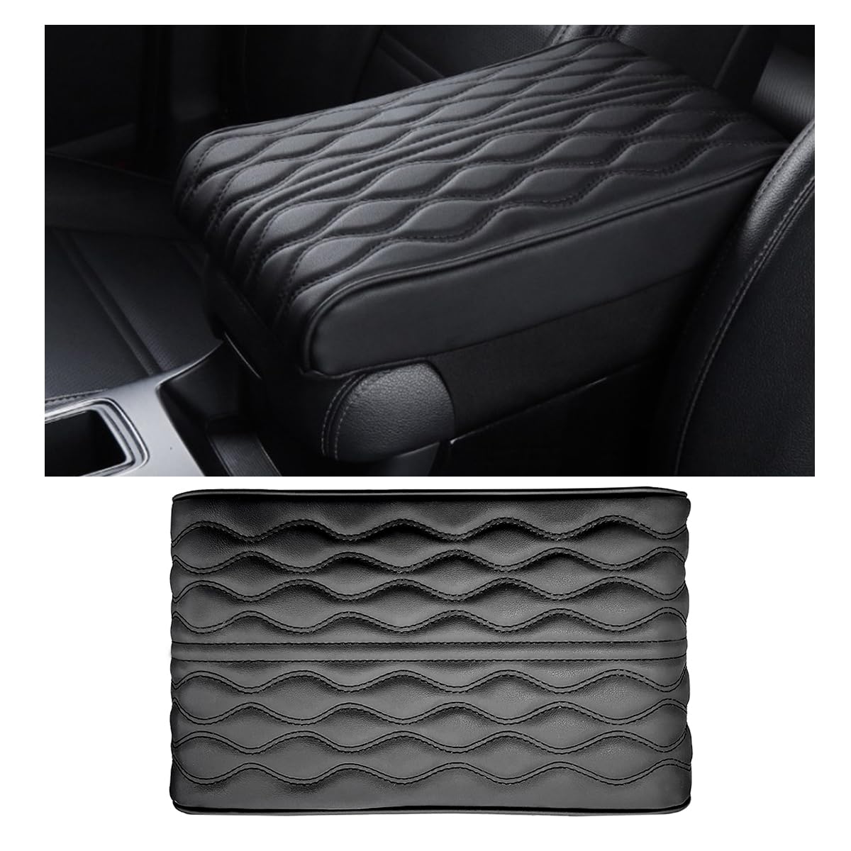 Photo 1 of Ziciner Car Center Console Cover, Leather Memory Foam Armrest Cushion Protection Pad, Waterproof Hand Rest Pillow with Height Increase, Universal Accessory for Most Car (Black)