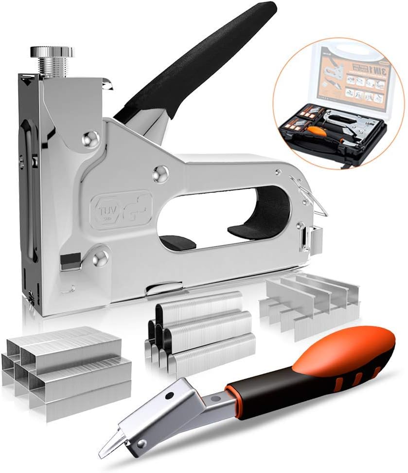 Staple Kit Staple Gun Kit with Remover 3 in 1 Heavy Duty Staple Gun with 1200 ...