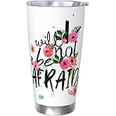 KOSUES I Will Not Be Afraid Stainless Steel Tumbler 20oz Insulation Travel Tumbler Cups Spill-Proof Insulated Mug Vacuum Coffee Cup With Lid For Hot Beverages & Ice Drinks