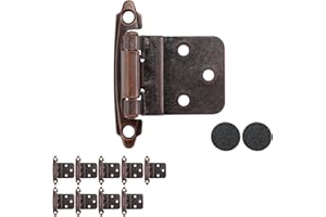 JQK 3/8 Inch Inset Cabinet Door Hinges Oil Rubbed Bronze, 30 Pack 15 Pairs Flush Face Mount Cupboard Self-Closing Kitchen Cabinet Hardware Hinges with Door Bumper, CH201-ORB-P30