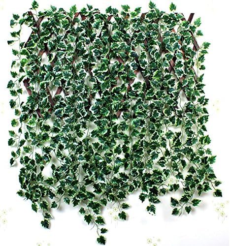 FATCOLO Artificial Fake Vines Garland Ivy Silk Greenery Fake Hanging Vine Plant Leaves For decoration Home Garden Wall Party (12PCS) (Chinese flowering crabapple leaf)