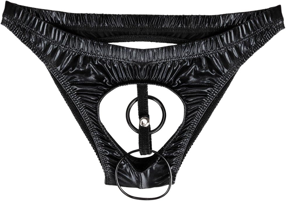 FEESHOW Men's Jock Strap Briefs Open Front Underwear with Metal O Ring Fashion