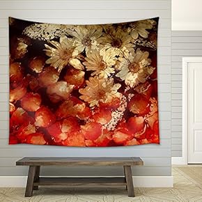 Innocence in Nature Painted Flowers Art Abstract - Fabric Wall Tapestry Home Decor - 51x60 inches