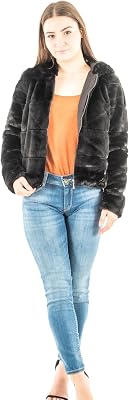 Onlnewchris Fur Hooded Jacket CC Otw Giacca, Nero, S Donna