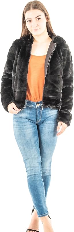 Onlnewchris Fur Hooded Jacket CC Otw Giacca, Nero, S Donna
