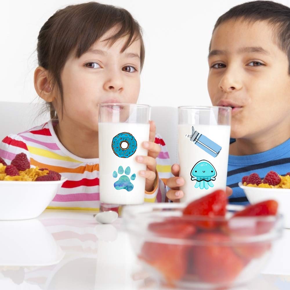 Sunvito Stickers for Water Bottles, 53 Pack Laptop Stickers for Guitar, Skateboard, Phone, Luggage, Cute Waterproof Stickers for Teens, Girls, Kids (Blue)