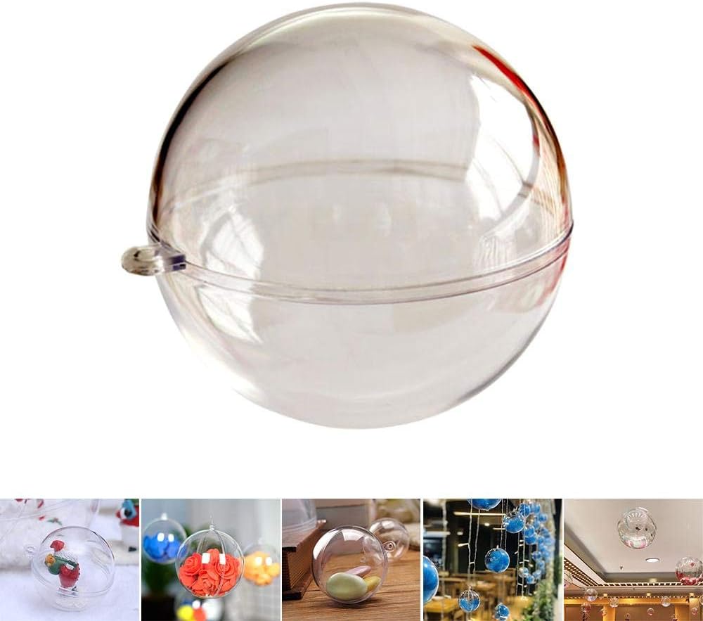Perfuw Clear Ornaments Balls, 8CM DIY Plastic Fillable Christmas Decorations Tree Balls Baubles Craft Transparent Ball Gifts For Holiday, Wedding, Party, Home Decor