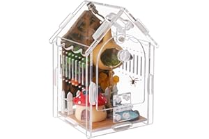 LEIZHENZI Jumping Spider Enclosure Kit Acrylic Terrarium for Tarantulas, Reptiles & Praying Mantis | Magnetic Feeding Port & Secure Latch | Arboreal Enclosure with Ventilation & Front Door