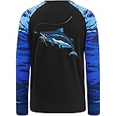 BASSDASH Men’s Fish Graphic UPF 50+ Long Sleeve Fishing Shirts Sun Protection Breathable Moisture Wicking T-Shirt