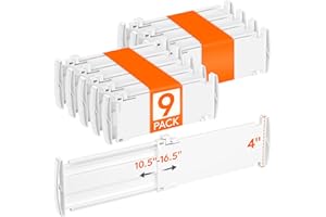 Lifewit Drawer Dividers for Clothes, Adjustable Drawer Organizers, Plastic Expandable Dresser Organizers Shelves Dividers in 