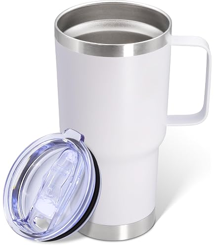 Amazon.com | FitDesk 20 oz Stainless Steel Insulated Travel Coffee Mug -  Double Wall Vacuum Seal Tumbler for Hot & Cold Drinks, Spill-Proof Design,  BPA-Free - White: Tumblers & Water Glasses