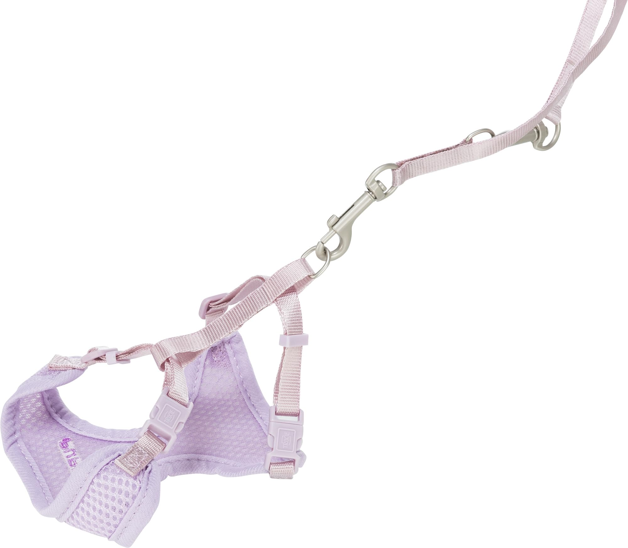 TRIXIE junior puppy soft harness with leash, Size S–M: Chest circumference 10.2–13.4 inches / 0.39 inches in lilac - padded, adjustable dog harness with a 3-way adjustable leash for small dogs, 15564