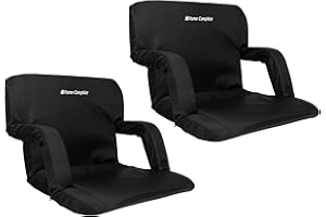 Stadium Seat Chair Bleacher Cushions with Padded Back Support, Armrests, 6 Reclining Positions and Portable Carry Straps by Home-Complete