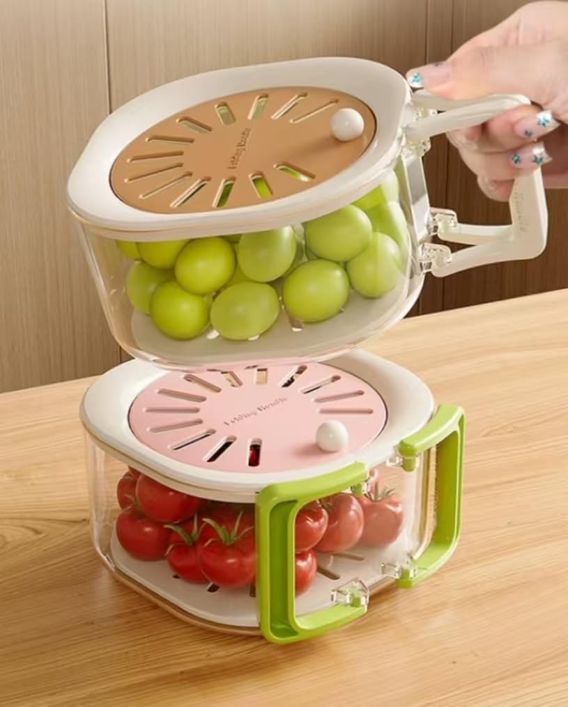 Photo 1 of 2-in-1 Extendable Handle Strainer and Storage Container - Fancy Multi-Function Kitchen Tool with Adjustable Lid Kitchen Colander Set Coffee Color