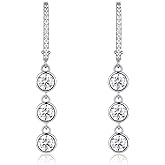 LibreLumos Moissanite Hoop Earrings for women, 925 Sterling Silver Hoop Earrings D Color VVS1 Moissanite Dangle Drop Earrings for Women Hypoallergenic Jewelry Gifts