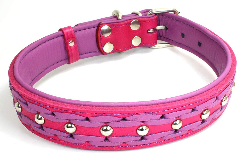 Unbekannt Sulla Real Leather Padded Handmade Dog Collar in Fashionable Colours Braided M/L/XL/XXL