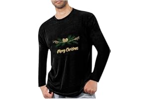 Mens Christmas Pajama Shirts Casual Sports Outfit Comfy Soft Long Sleeve Pullover Fall Winter Xmas Print Basic Tops