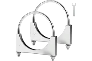 EVIL ENERGY 5" Heavy Duty U Bolt Exhaust Clamp, 5 Inch Stainless Steel U Muffler Clamps, Saddle Style, 2PCS