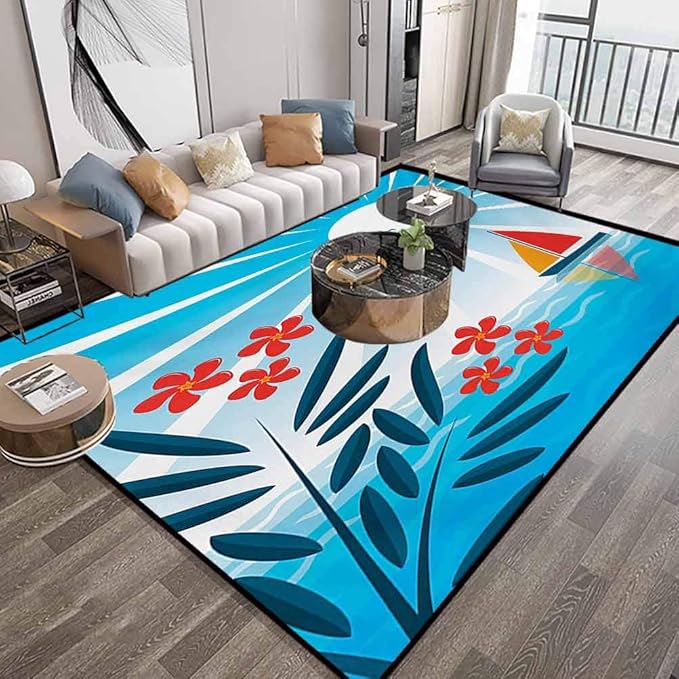 Alfombras de área náutica para sala de estar de 6 x 9 pies, oleanders y