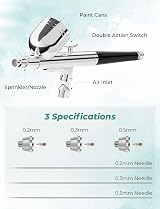 Oasser Airbrush Set 36 PSI with Compressor Dual Action Nozzles 0.2 0.3 0.5mm view 5