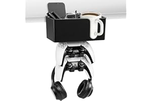 Innonew 5 in 1 Controller Holder - Desk Cup Holder and Headphone Hanger, Rotatable Under Desk Clamp Organizer Dual Gamepad He