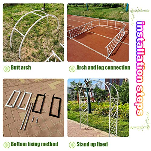 Gnova Gartenbogen Torbogen mit Gitter, Metall Rosenbogen im Freien,Rankhilfe für Pflanzen,20 mm stabiles Vierkantrohr… – Bild 3
