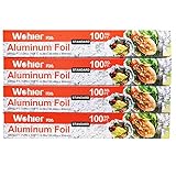 Wohler Durable Kitchen Aluminum Foil Roll, 100 Sq Ft (Pack of 4)