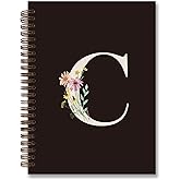 foedor Trendy Personalized Journal Hardcover Spiral Notebook,Black Initial Letter C Notebook,Monogrammed Gifts for Women Teen Girl,College Ruled Hardcover Spiral Notebook 5.5 x 8.3