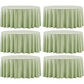 Aocoz Round Tablecloth 120 Inch 6 Pack Sage Green Tablecloths Washable Decorative Linen Polyester Table Clothes Cover for Dining Table Banquets Buffet Parties and Wedding