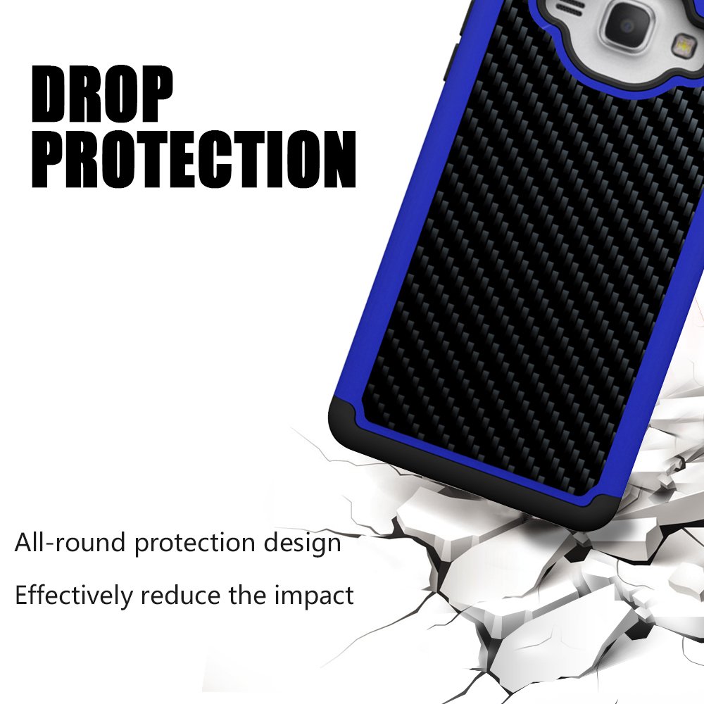 Galaxy ON5 Case, UrSpeedtekLive [Shock Absorption] Dual Layer Heavy Duty Protective Silicone Plastic Case Cover for Samsung Galaxy On5 - Blue