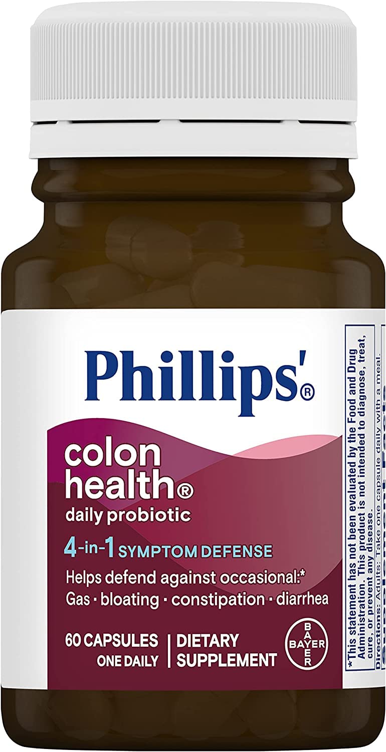 Phillips' Colon Health Daily Probiotic Capsules, 4-in-1 Symptom Defense & Citracal Slow Release 1200, 1200 mg Calcium Citrate and Calcium Carbonate Blend