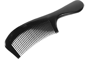 Mobestech Natural Horn Comb Thickened Handle Massage Hair Styling Comb Large Black Buffalo Ox Horn for Smooth