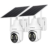 SEHMUA 2K Solar Security Cameras Wireless Outdoor, 2 Pack 360° View Pan/Tilt WiFi Security Camera Outside with Color Night Vision,Easy to Install, PIR Alarm, 2-Way Audio